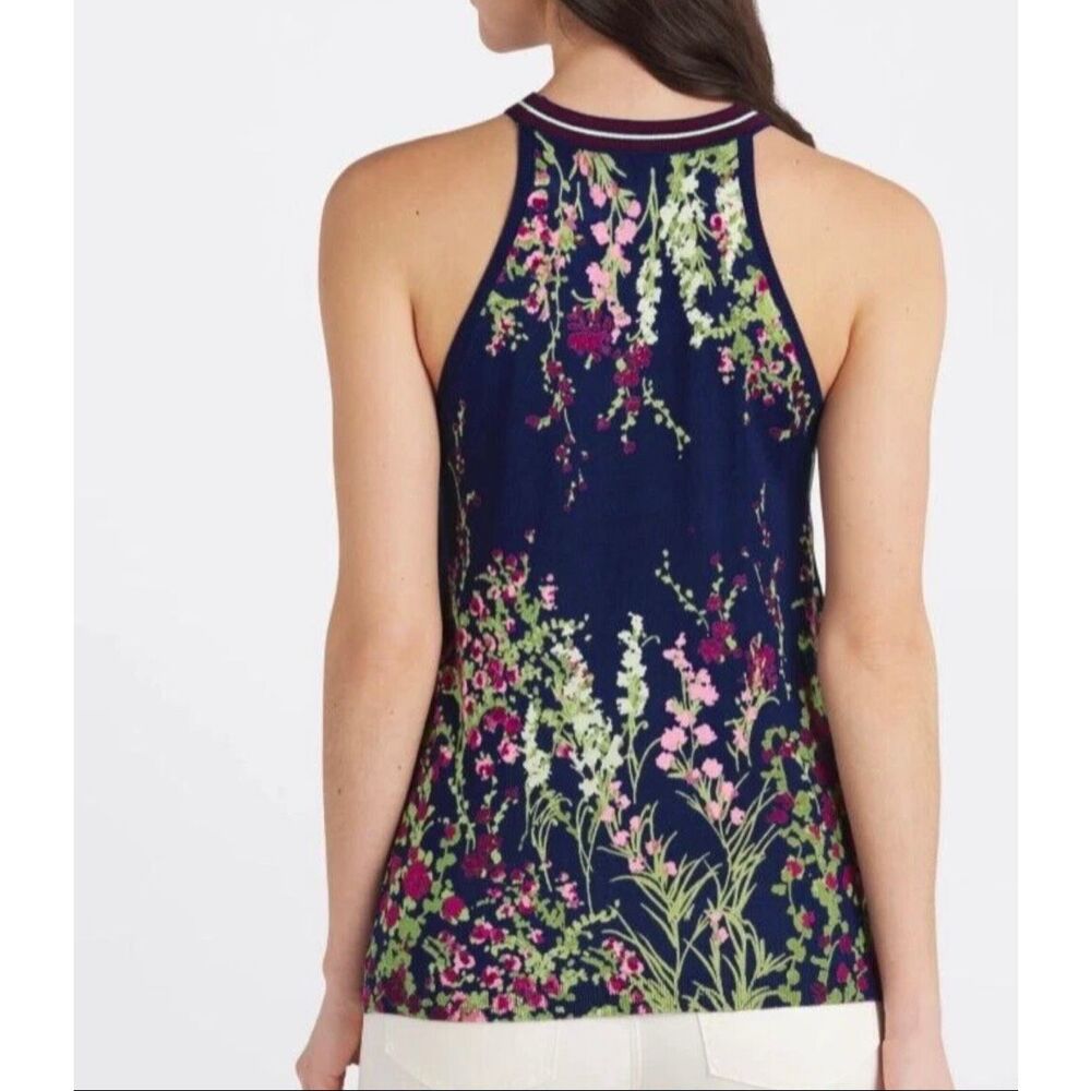 Daniel Rain Rora Halter Sweater Tank Size Large Navy Floral NWOT - Picture 2 of 10